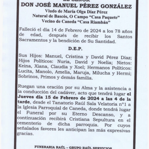 EL SEÑOR DON JOSE MANUEL PEREZ GONZALEZ