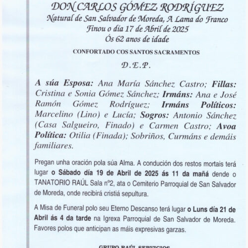 O SEÑOR DON CARLOS GÓMEZ RODRÍGUEZ
