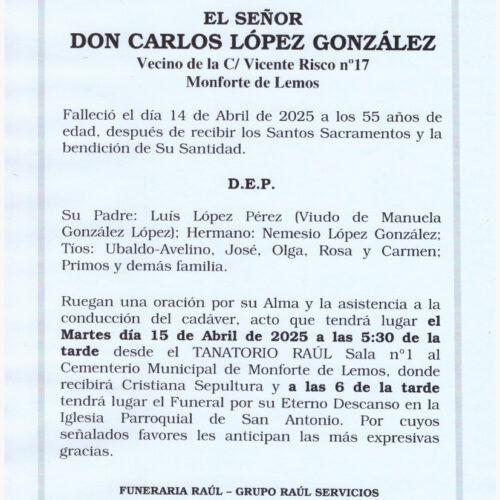 EL SEÑOR DON CARLOS LOPEZ GONZALEZ