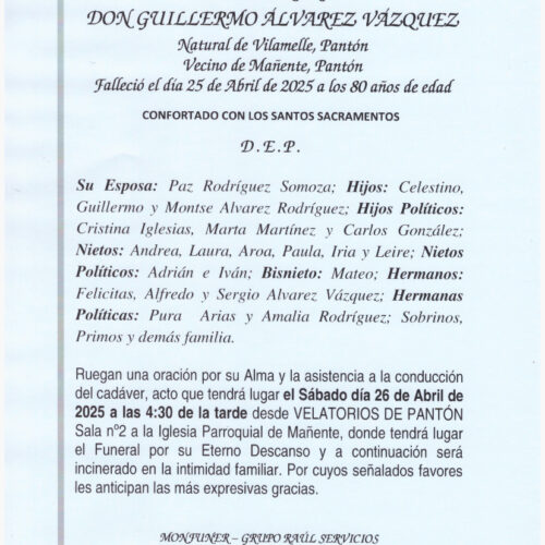 EL SEÑOR DON GUILLERMO ALVAREZ VAZQUEZ