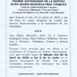 PRIMER ANIVERSARIO DE DOÑA MARIA MANUELA DIAZ VAZQUEZ