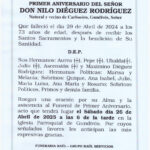 PRIMER ANIVERSARIO DE DON NILO DIEGUEZ RODRIGUEZ