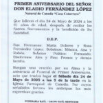 PRIMER ANIVERSARIO DE DON ELADIO FERNANDEZ LOPEZ
