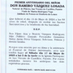 PRIMER ANIVERSARIO DE DON RAMIRO VAZQUEZ LOSADA