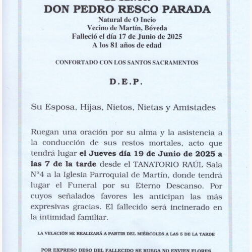 EL SEÑOR DON PEDRO RESCO PARADA