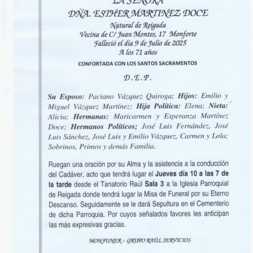 LA SEÑORA DOÑA ESTHER MARTINEZ DOCE