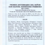 PRIMER ANIVERSARIO DEL SEÑOR DON MANUEL RODRIGUEZ FERREIRO