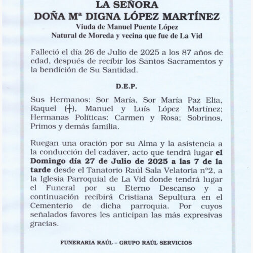 DOÑA MARIA DIGNA LOPEZ MARTINEZ