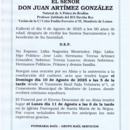 EL SEÑOR DON JUAN ARTÍMEZ GONZÁLEZ