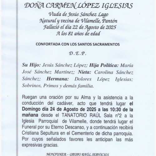 LA SEÑORA DOÑA CARMEN LÓPEZ IGLESIAS