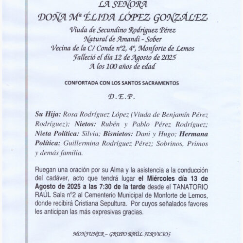 LA SEÑORA DOÑA MARIA ELIDA LÓPEZ GONZÁLEZ