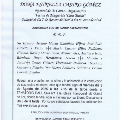 LA SEÑORA DOÑA ESTRELLA CASTRO GOMEZ
