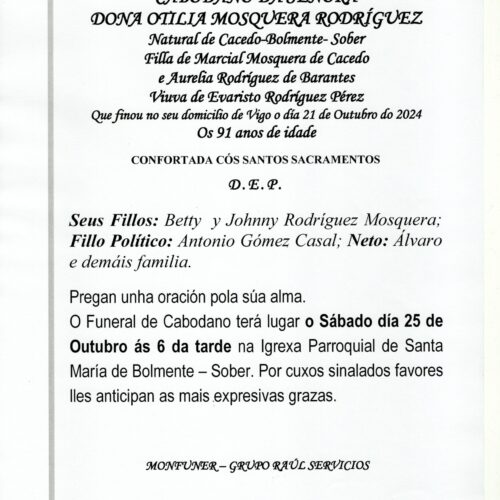 CABODANO DE DONA OTILIA MOSQUERA RODRIGUEZ