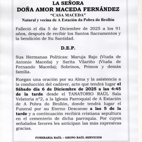 LA SEÑORA DOÑA AMOR MACEDA FERNANDEZ