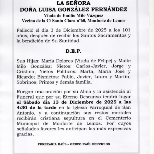 LA SEÑORA DOÑA LUISA GONZALEZ FERNANDEZ