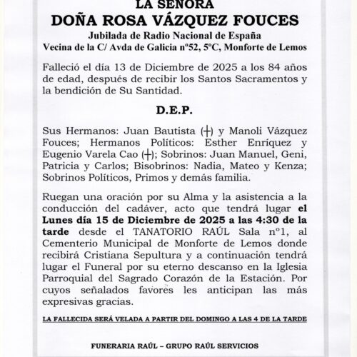 LA SEÑORA DOÑA ROSA VAZQUEZ FOUCES