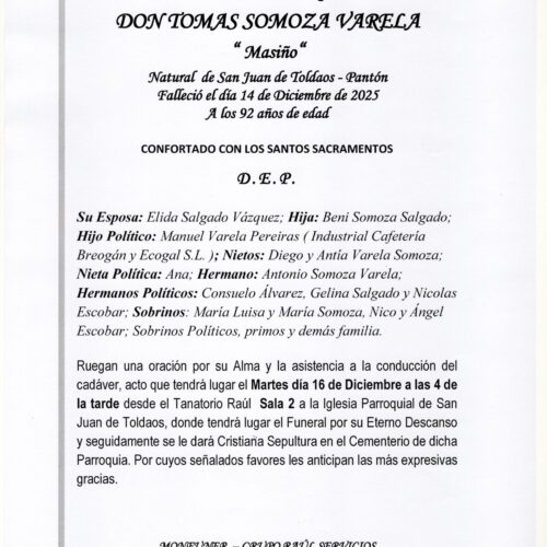 EL SEÑOR DON TOMAS SOMOZA VARELA