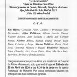 PRIMER ANIVERSARIO DE DOÑA ERMITAS FERNANDEZ RODRIGUEZ