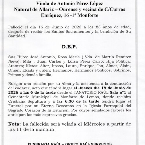 LA SEÑORA DOÑA ADELAIDA CALVO PEREZ