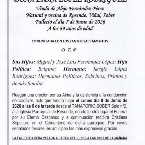 LA SEÑORA DOÑA LIDIA LOPEZ RODRIGUEZ