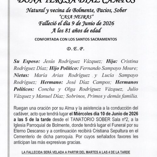 LA SEÑORA DOÑA TERESA DÍAZ CAMPOS