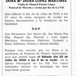 PRIMER ANIVERSARIO DE DOÑA Mª DIGNA LÓPEZ MARTÍNEZ
