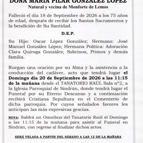 LA SEÑORA DOÑA MARIA PILAR GONZALEZ LOPEZ