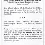 PRIMER ANIVERSARIO DE DON JOSÉ MANUEL GONZÁLEZ LÓPEZ